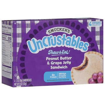 Smucker's Uncrustables Frozen Sandwiches - Peanut Butter & Grape Jelly, 4 ct