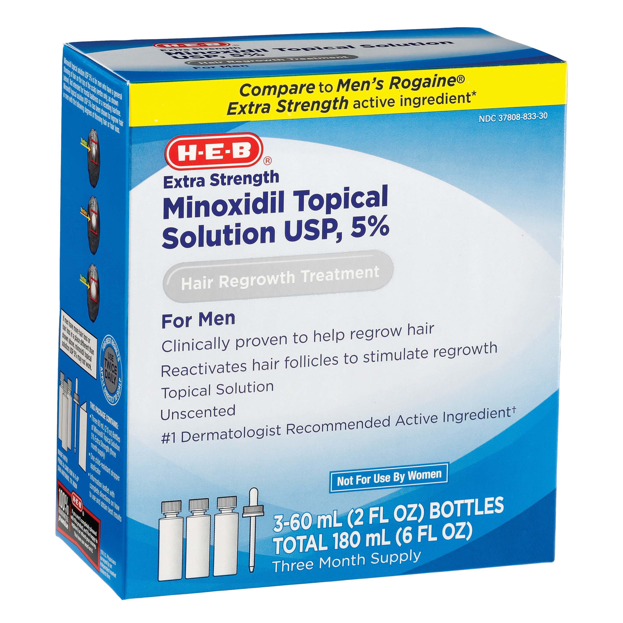 emne skammel Uden for HEB HEB Minoxidil for Men 5% 3 Month Supply - Shop Medicines & Treatments  at H-E-B