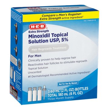 H-E-B 5% Minoxidil Hair Regrowth Treatment for Men - 3 Month Supply, 3 pk