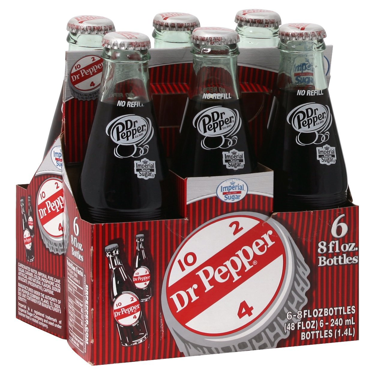 Diet Dr Pepper 8 Pack 16 Oz Glass Bottles Vintage Empty Sugar Free W/Case!!