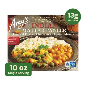 Amy's 13g Protein Indian Mattar Paneer Frozen Meal
