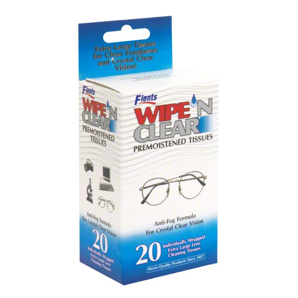 Flents Wipe N Clear Lens Wipes - 25 Count Streak-Free & Anti-Fog Cleaning Cloths For Glasses Sunglasses & Camera Lenses - Portable Individually Wrapped Assorted Patterns
