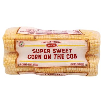 H-E-B Frozen Super Sweet Corn on the Cob, 6 ct