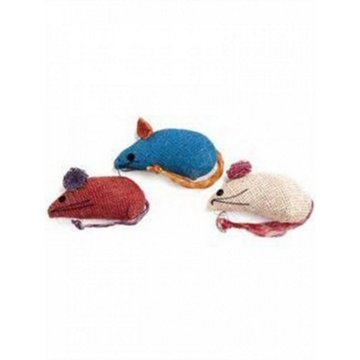 Spot Multicolored Burlap Mice, 3 ct