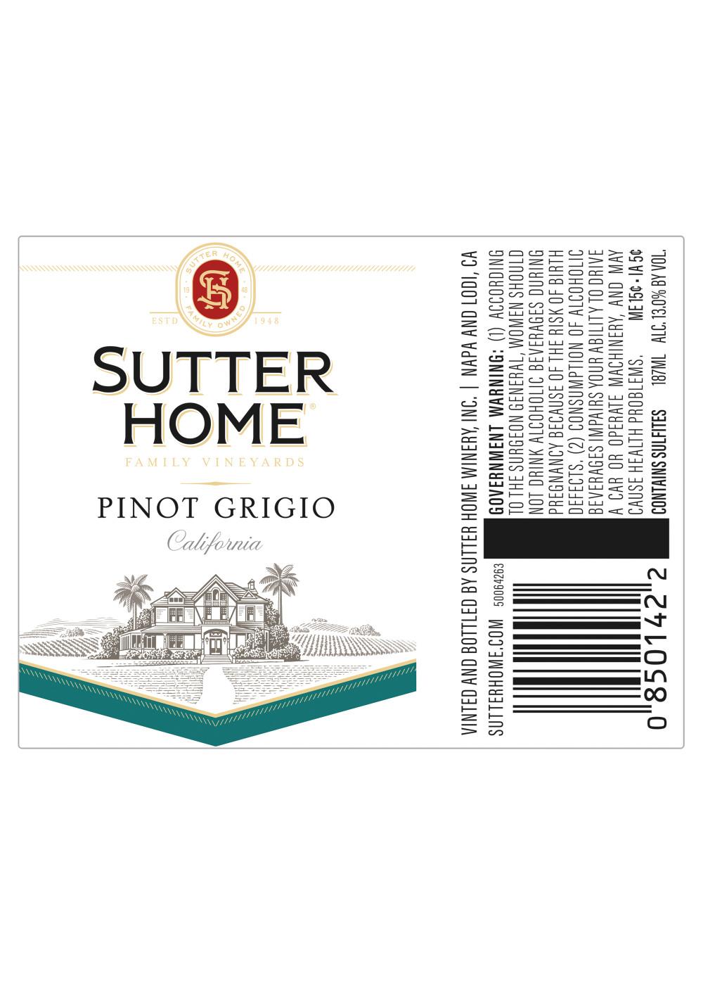 Sutter Home Family Vineyards Pinot Grigio 187 mL Bottles; image 3 of 7