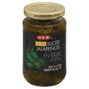 H-E-B Sliced Mild Jalapeños, 12 oz
