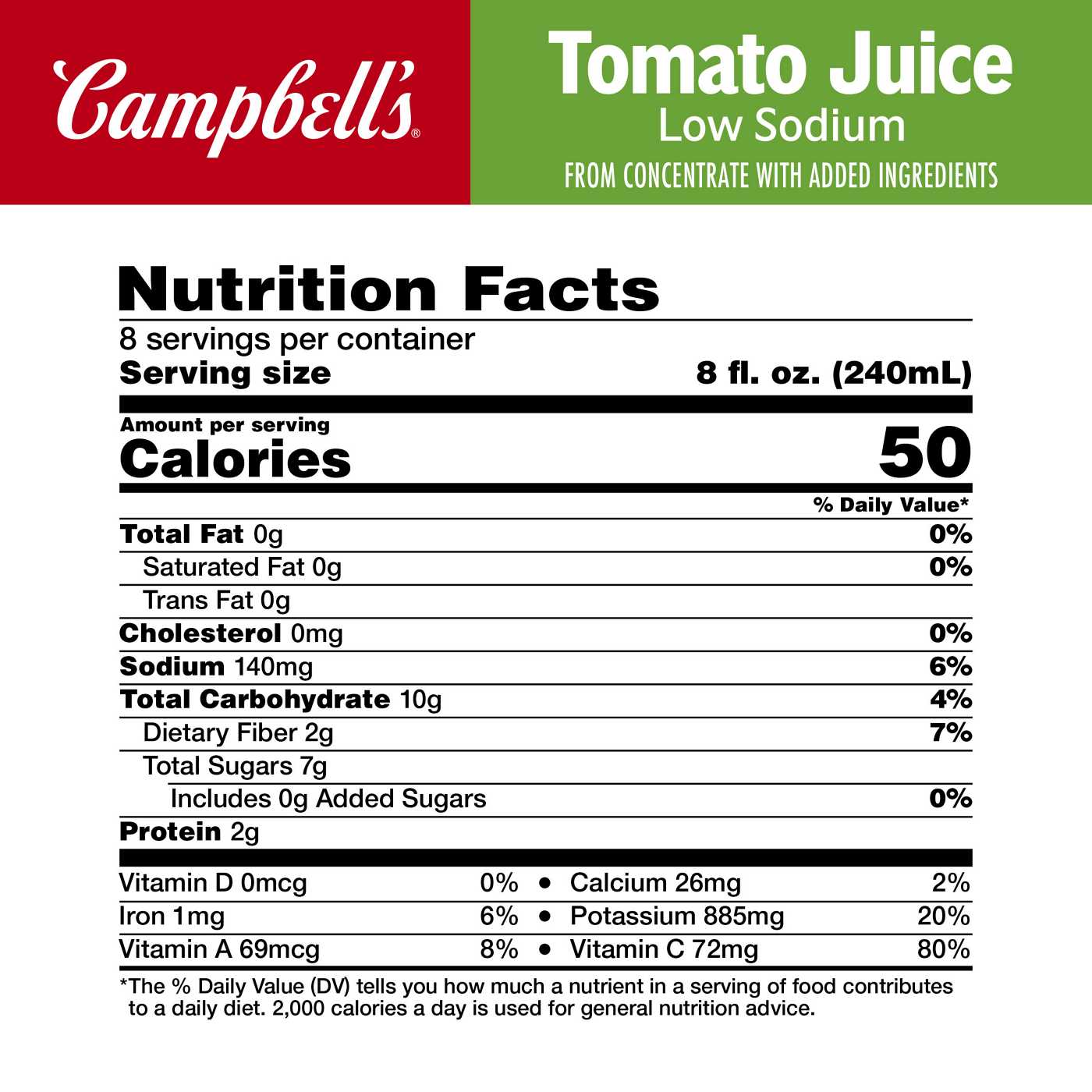 Campbell's Low Sodium 100% Tomato Juice; image 3 of 6