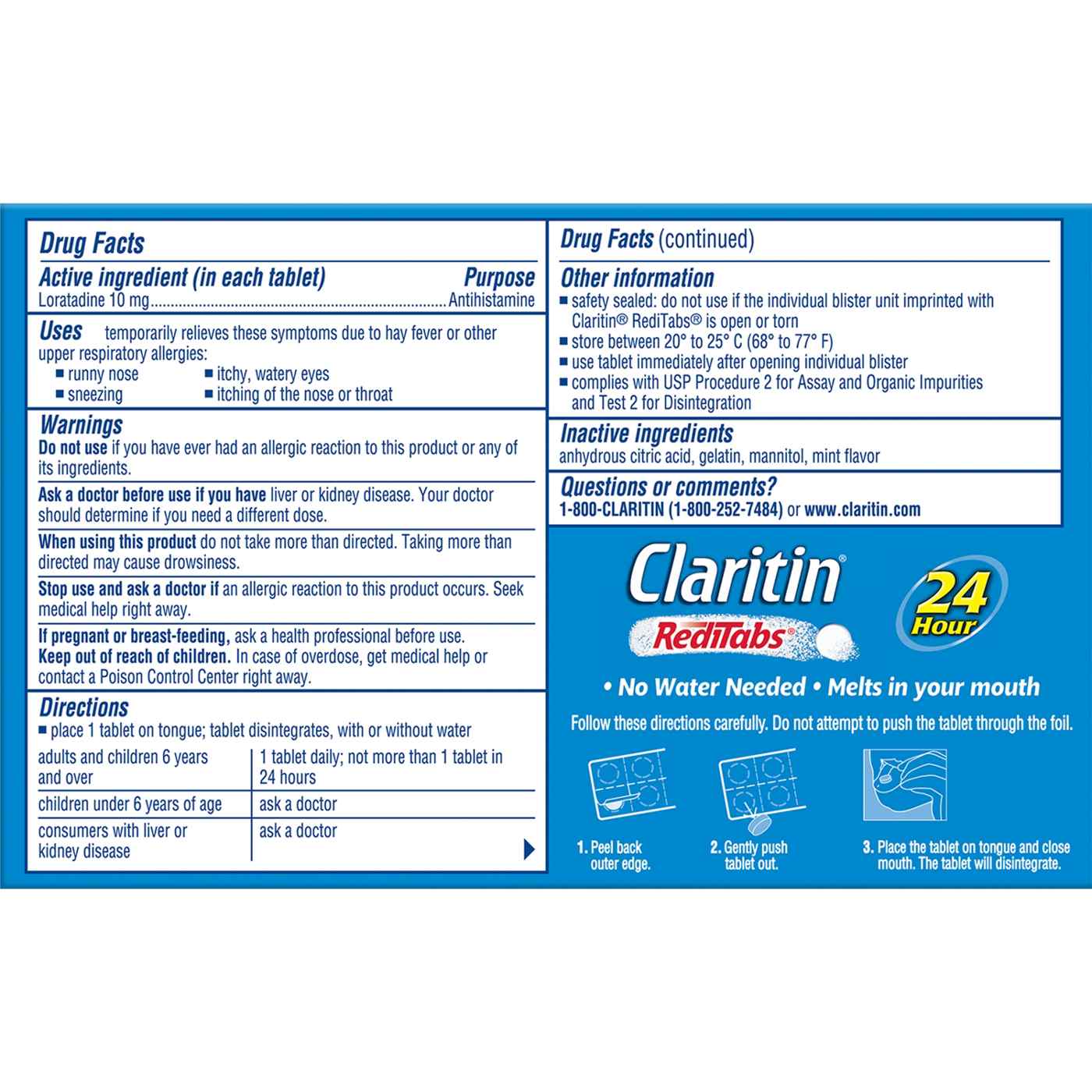 Claritin RediTabs 24 Hour Allergy Relief Tablets; image 2 of 2