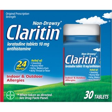 Claritin 24-Hour Non-Drowsy 10 mg Loratadine Antihistamine Allergy Tablets
