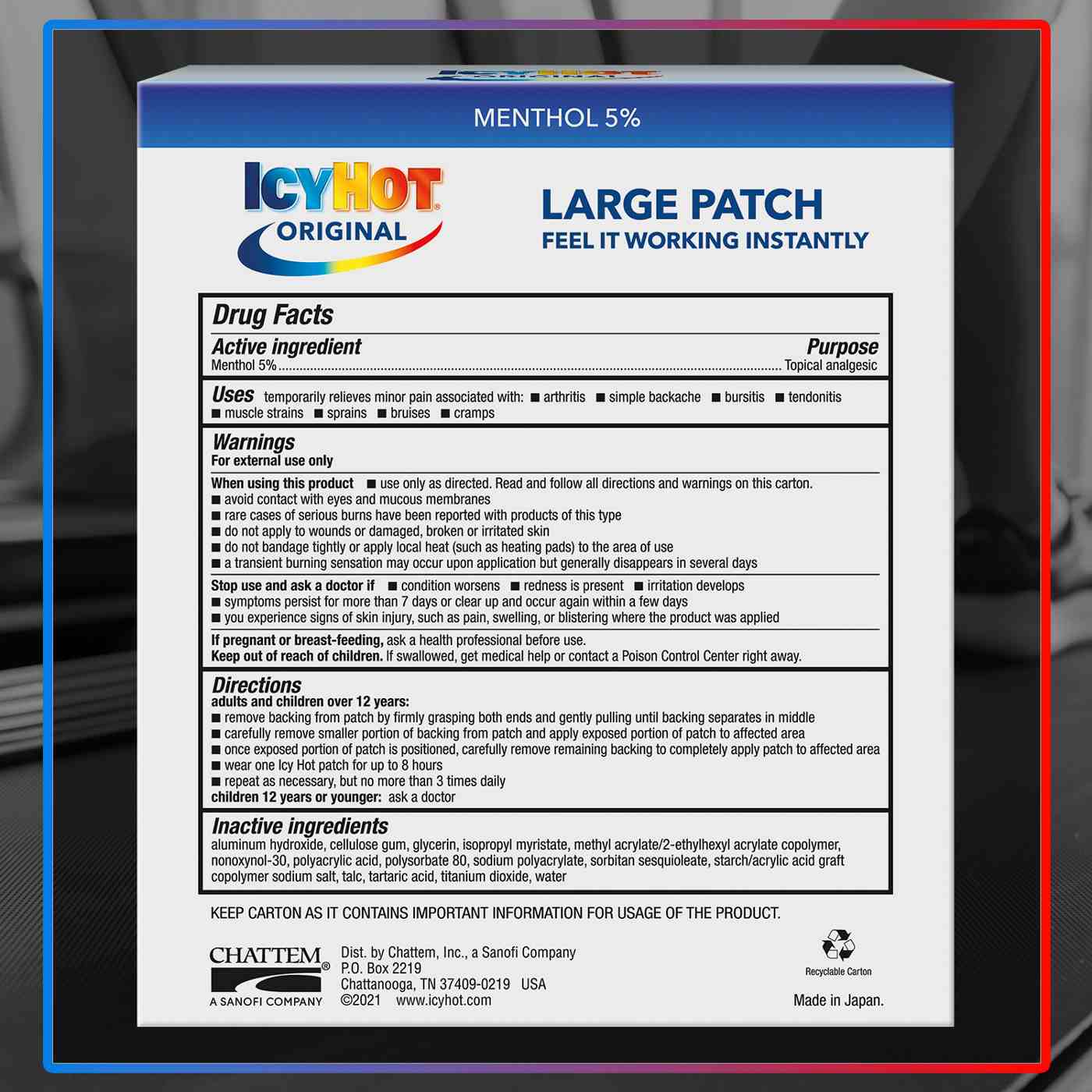 Icy Hot Medicated Topical Analgesic Back Patch; image 4 of 5