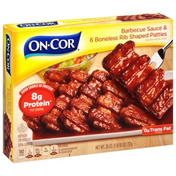 On-Cor Frozen Boneless Rib-Shaped Patties & BBQ Sauce, 6 ct