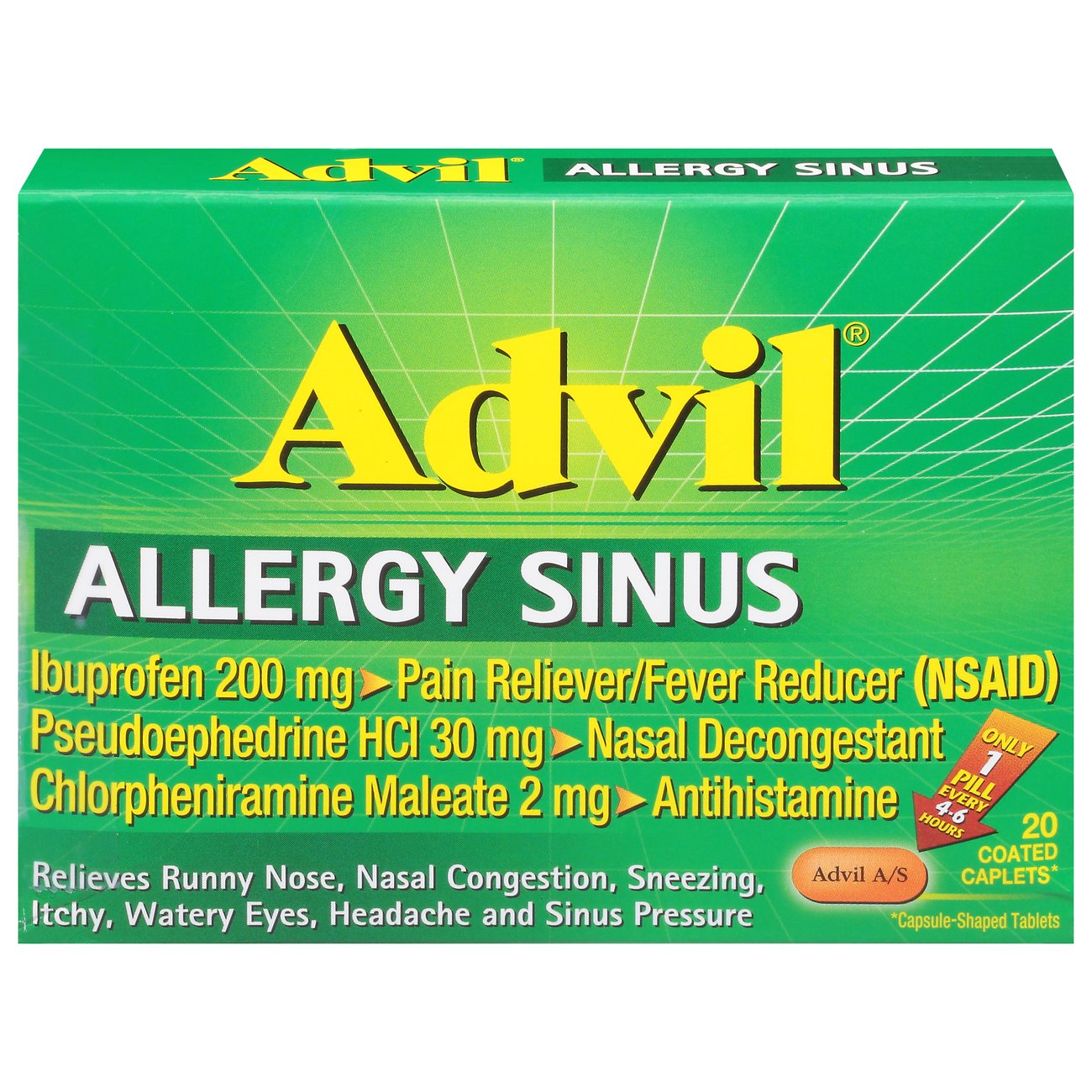 Advil Allergy Sinus Ibuprofen Nasal Decongestant Coated Caplets - Shop ...