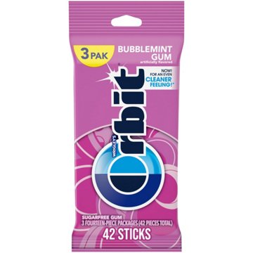 Orbit Bubblemint Sugar Free Chewing Gum, 3 pk, 42 pc