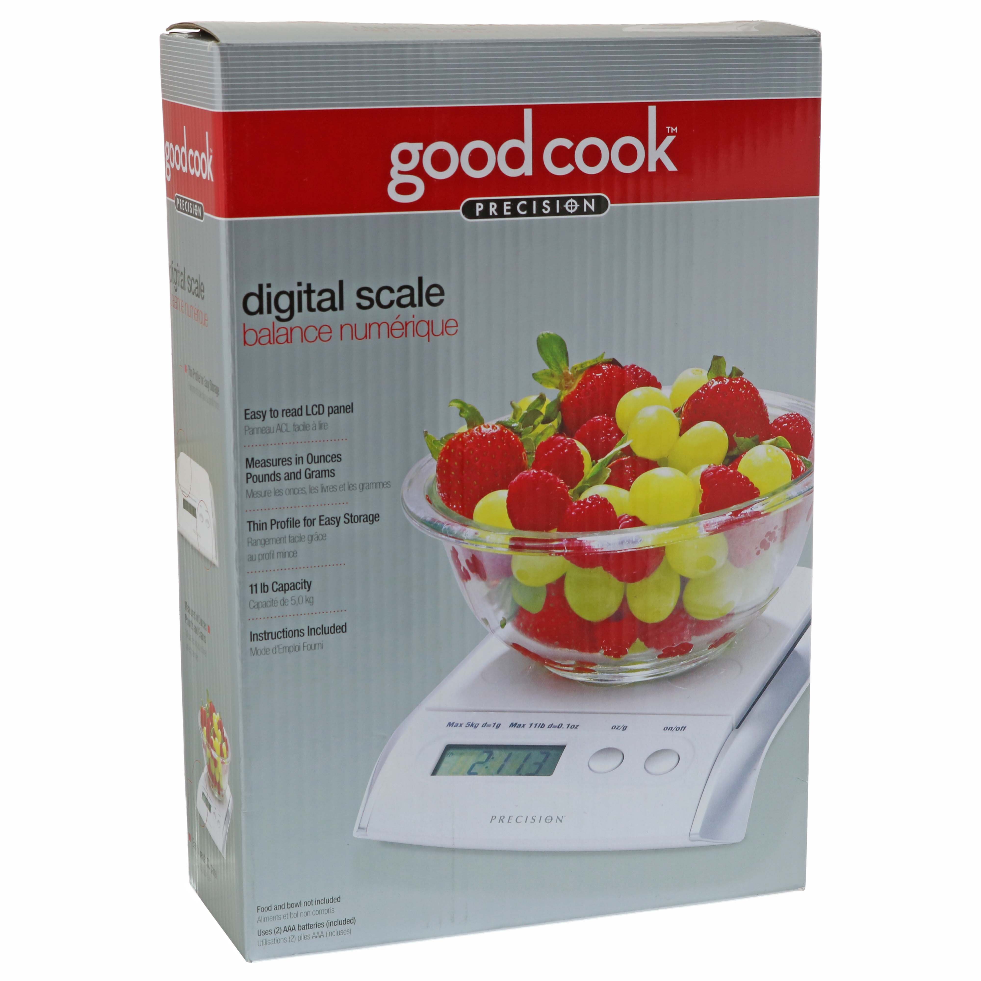 Good Cook Kitchen Food Scale, Adjustable For Accuracy W/Box Chef Cooking