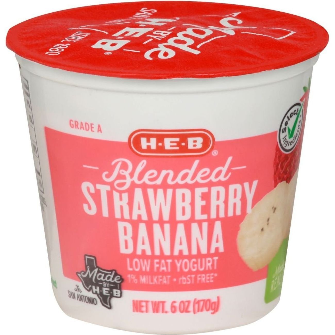 H-E-B Select Ingredients Blended Low-Fat Strawberry Banana Yogurt ...