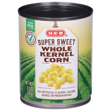 H-E-B Super Sweet Whole Kernel Corn, 8.5 oz