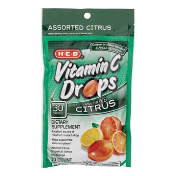 H-E-B Vitamin C Drops - Assorted Citrus, 30 ct