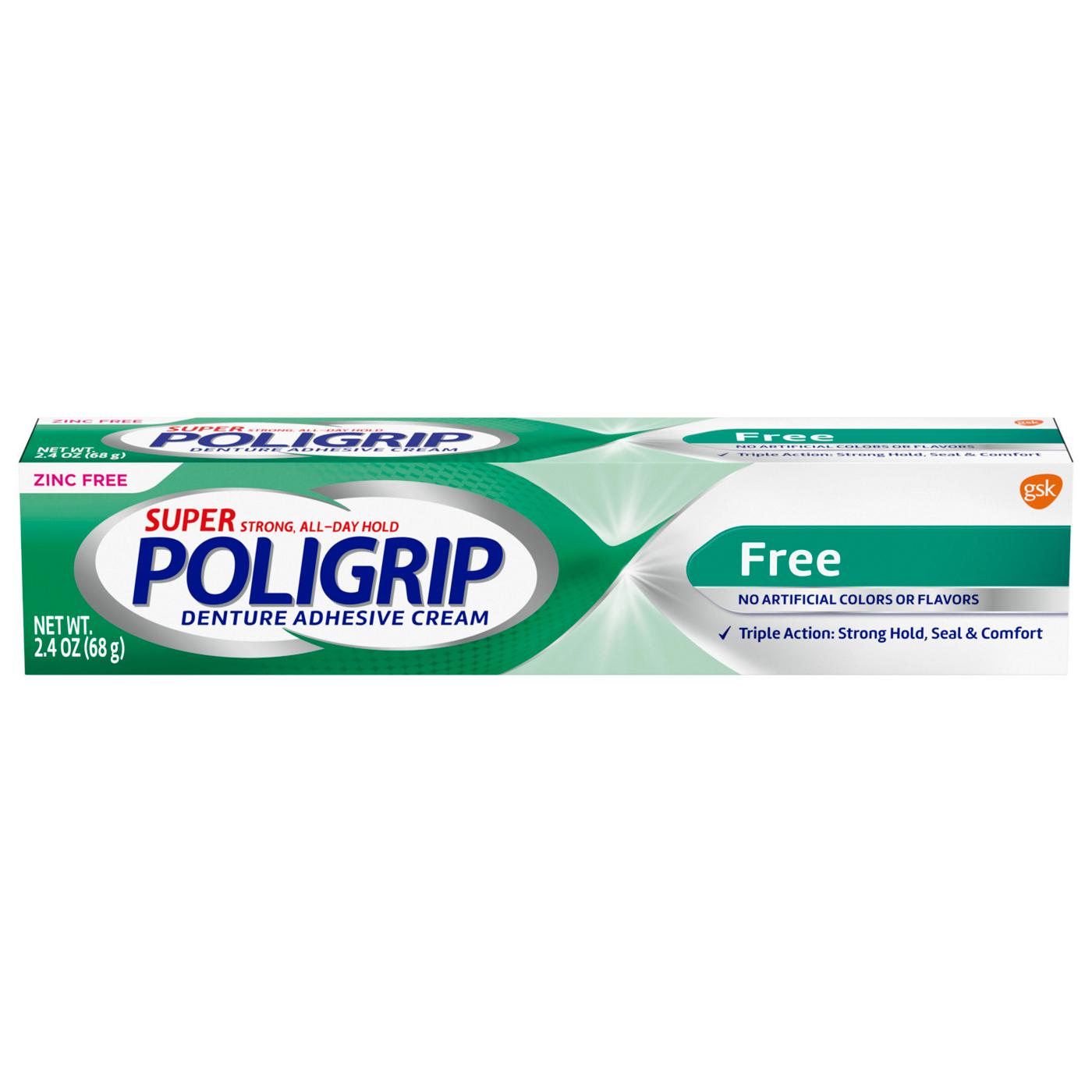Super Poligrip Free, Zinc Free, Additive Free Denture Adhesive Cream; image 1 of 8
