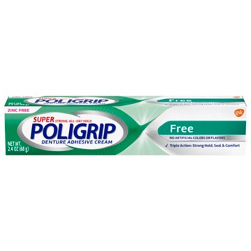 Super Poligrip Free, Zinc Free, Additive Free Denture Adhesive Cream, 2.4 oz