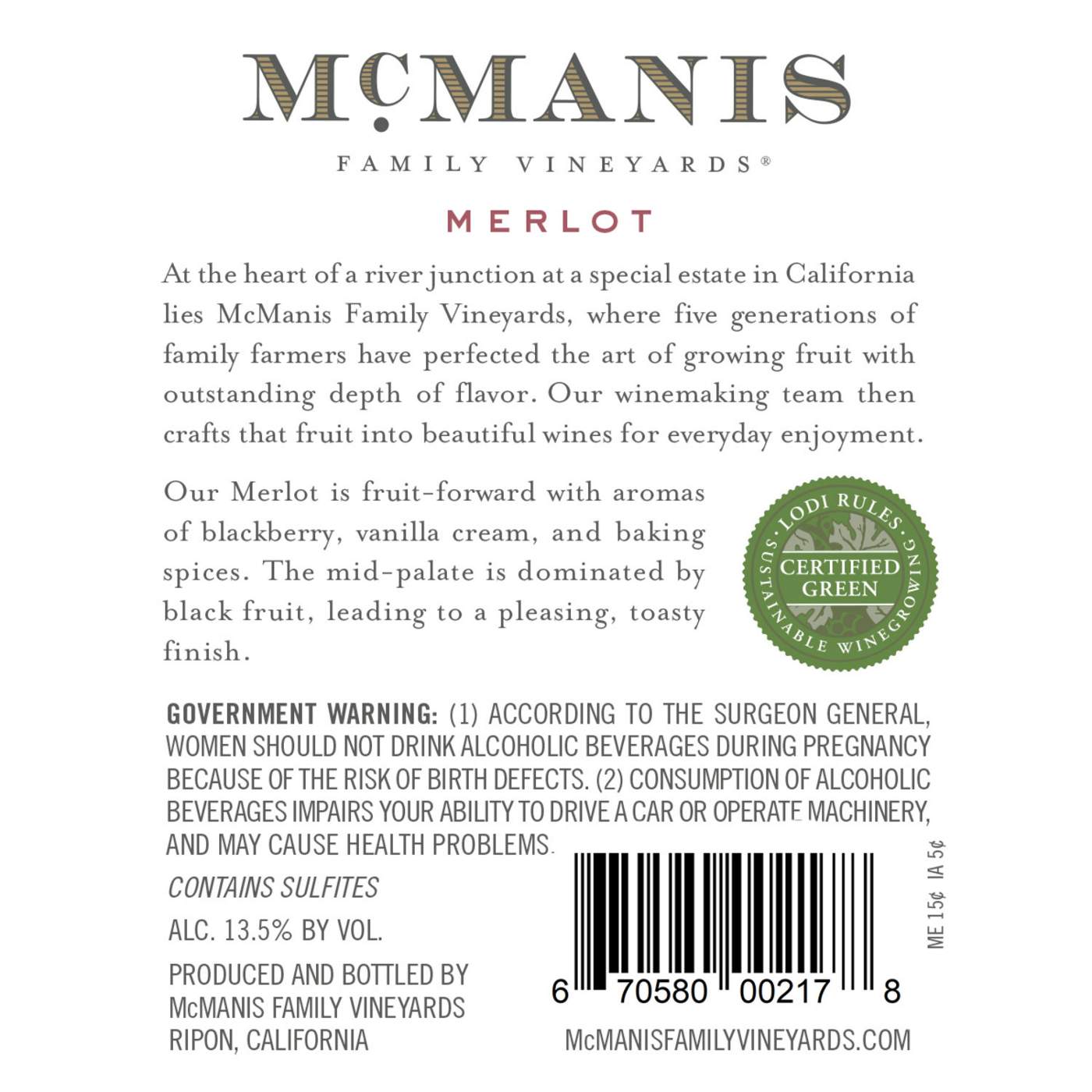 McManis Family Vineyards Merlot; image 4 of 4