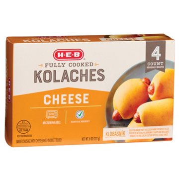 H-E-B Fully Cooked Sausage Cheese Kolaches, 4 ct