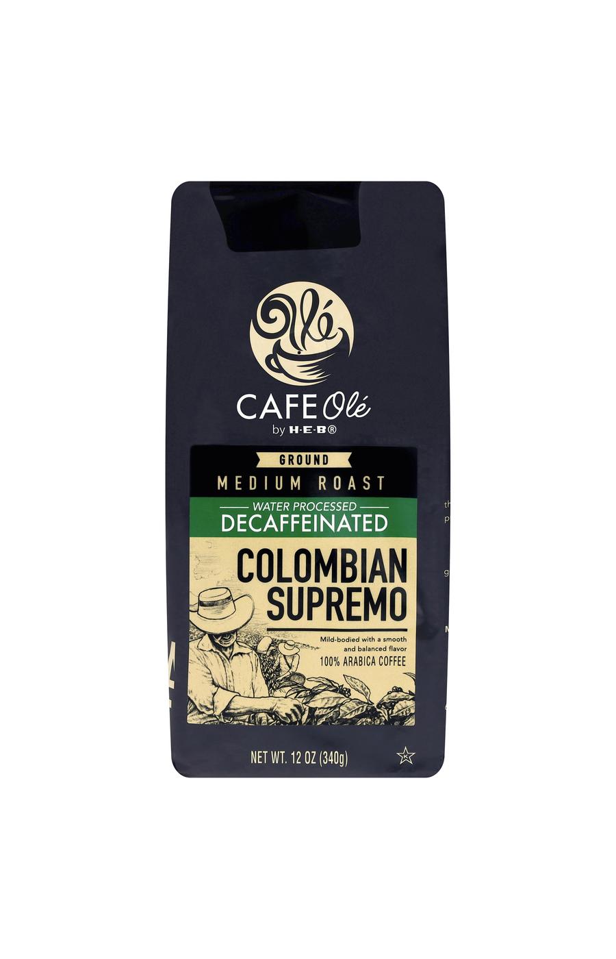 CAFE Olé by H-E-B Decaffeinated Colombian Supremo Medium Roast