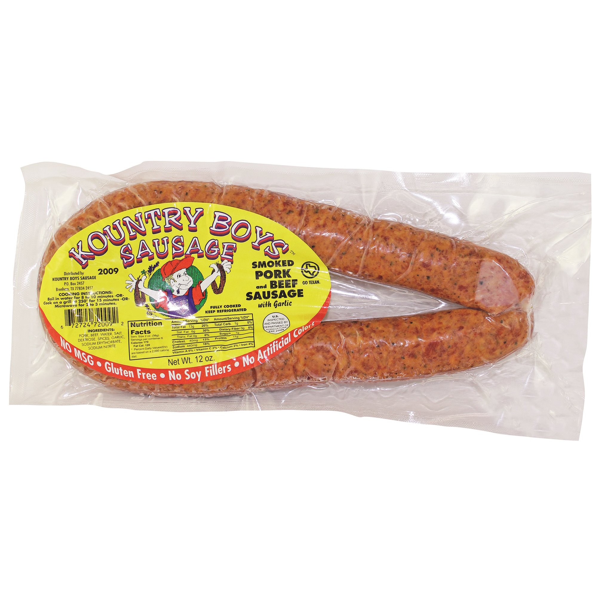 Kountry Boys Sausage Original Smoked Pork And Beef Sausage With Garlic ...