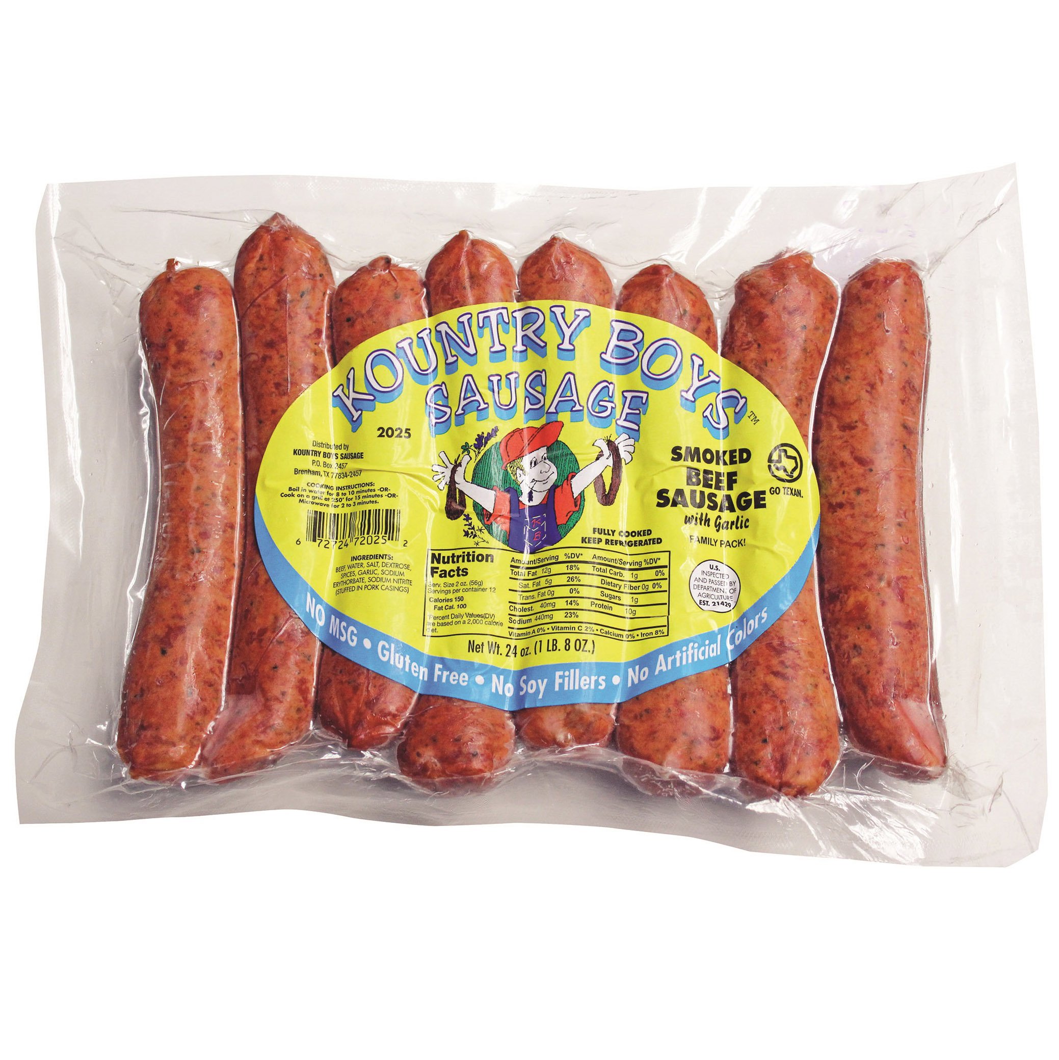 Kountry Boys Sausage Smoked Beef Sausage with Garlic