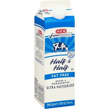 H-E-B Half & Half - Fat Free, 32 oz