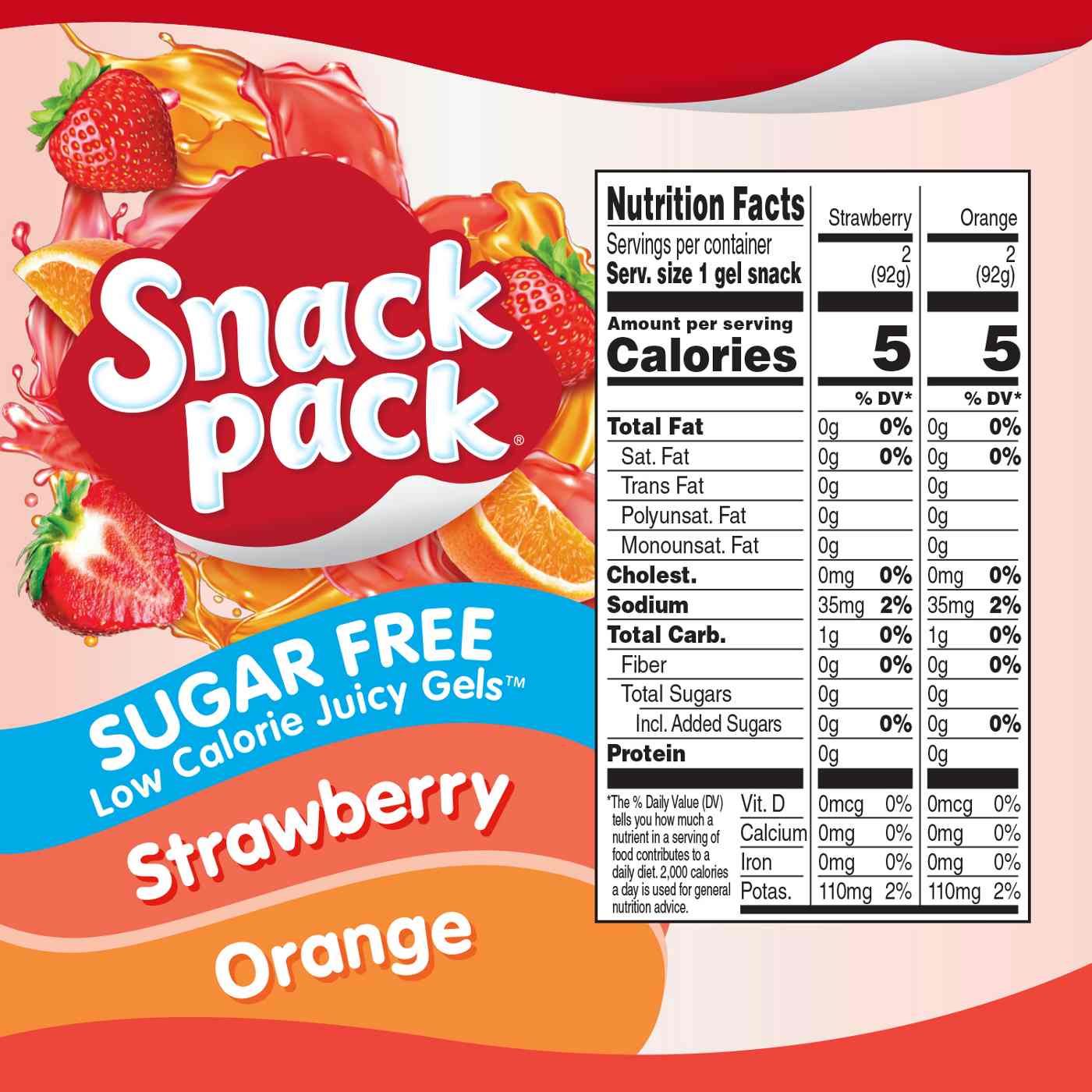 Snack Pack Sugar Free Strawberry & Orange Juicy Gels Cups; image 2 of 3