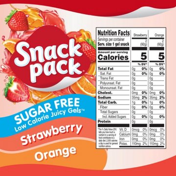 Snack Pack Sugar Free Strawberry & Orange Juicy Gels Cups, 4 ct