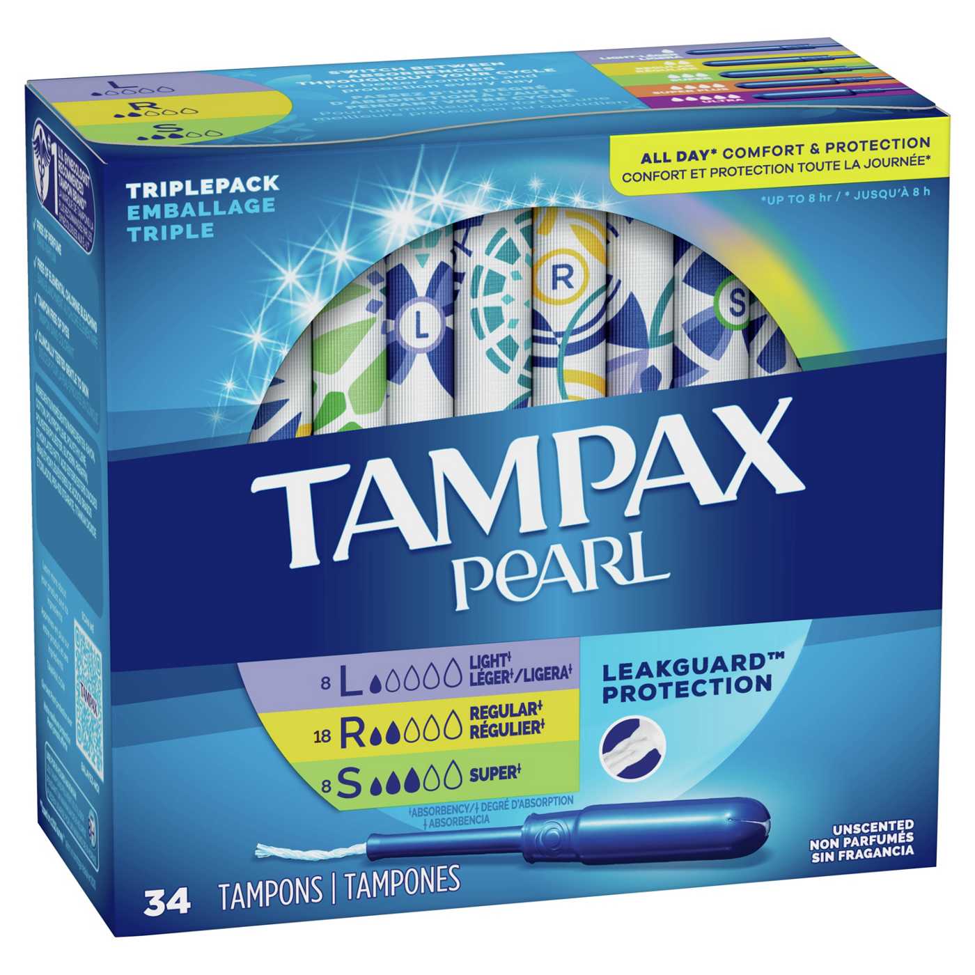 Tampax Pearl Tampons Trio Pack, Light/Regular/Super Unscented; image 2 of 5