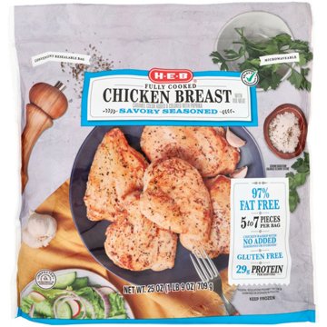 H-E-B Fully Cooked Frozen Chicken Breasts – Savory Seasoned, 25 oz