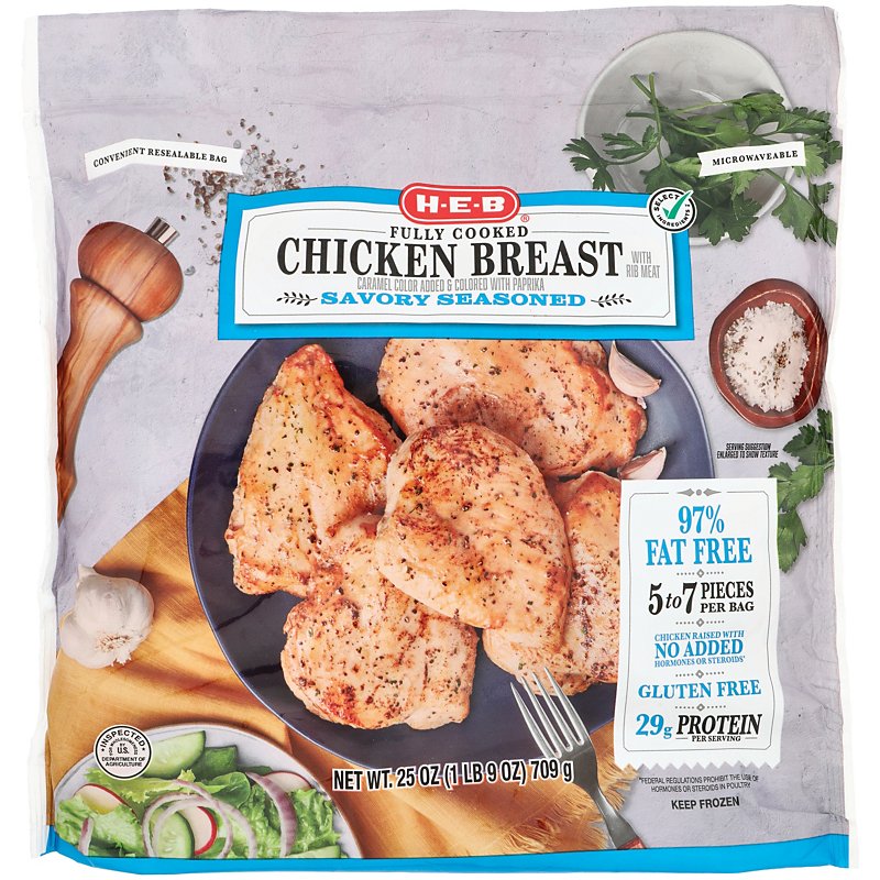 H-E-B Fully Cooked Savory Seasoned Chicken Breasts - Shop Chicken at H-E-B