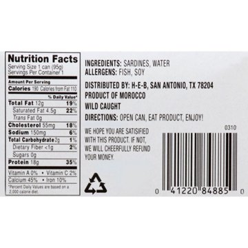 Hill Country Fare Sardines in Water, 4.25 oz