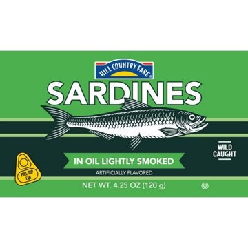 Hill Country Fare Sardines in Oil Lightly Smoked, 4.25 oz