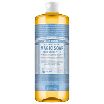 Dr. Bronner's 18-in-1 Hemp Baby Unscented Pure-Castile Soap, 32 oz