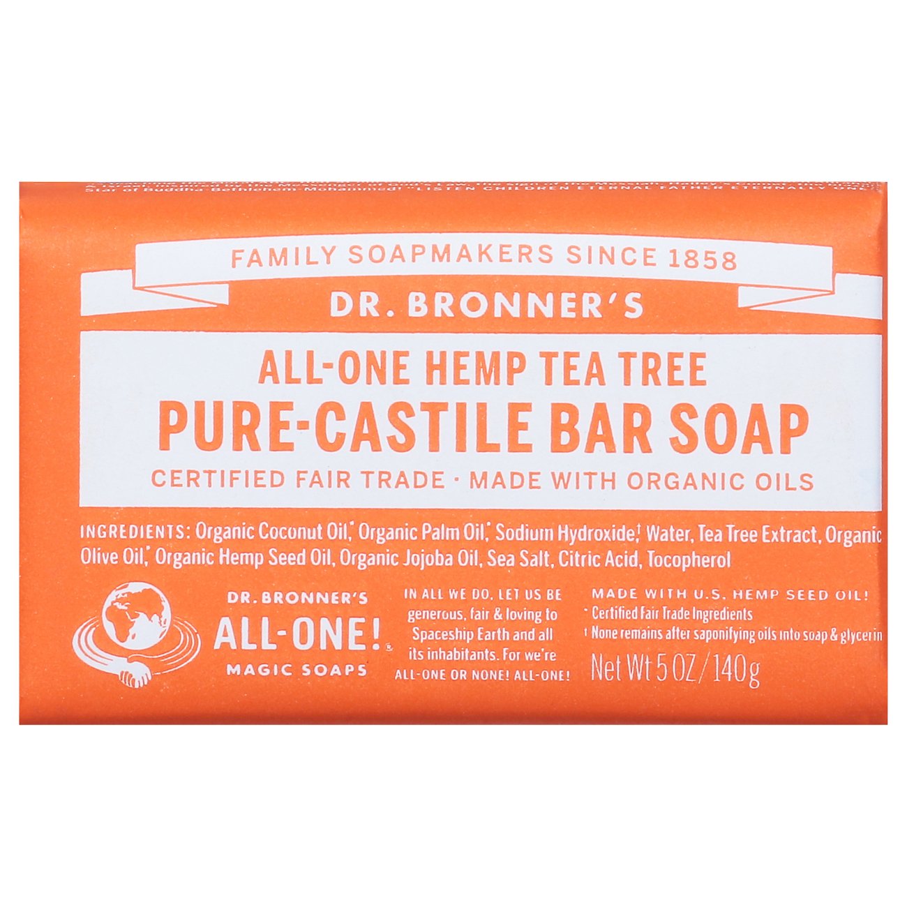 Dr Bronners Bar Soap, All-One Hemp Peppermint