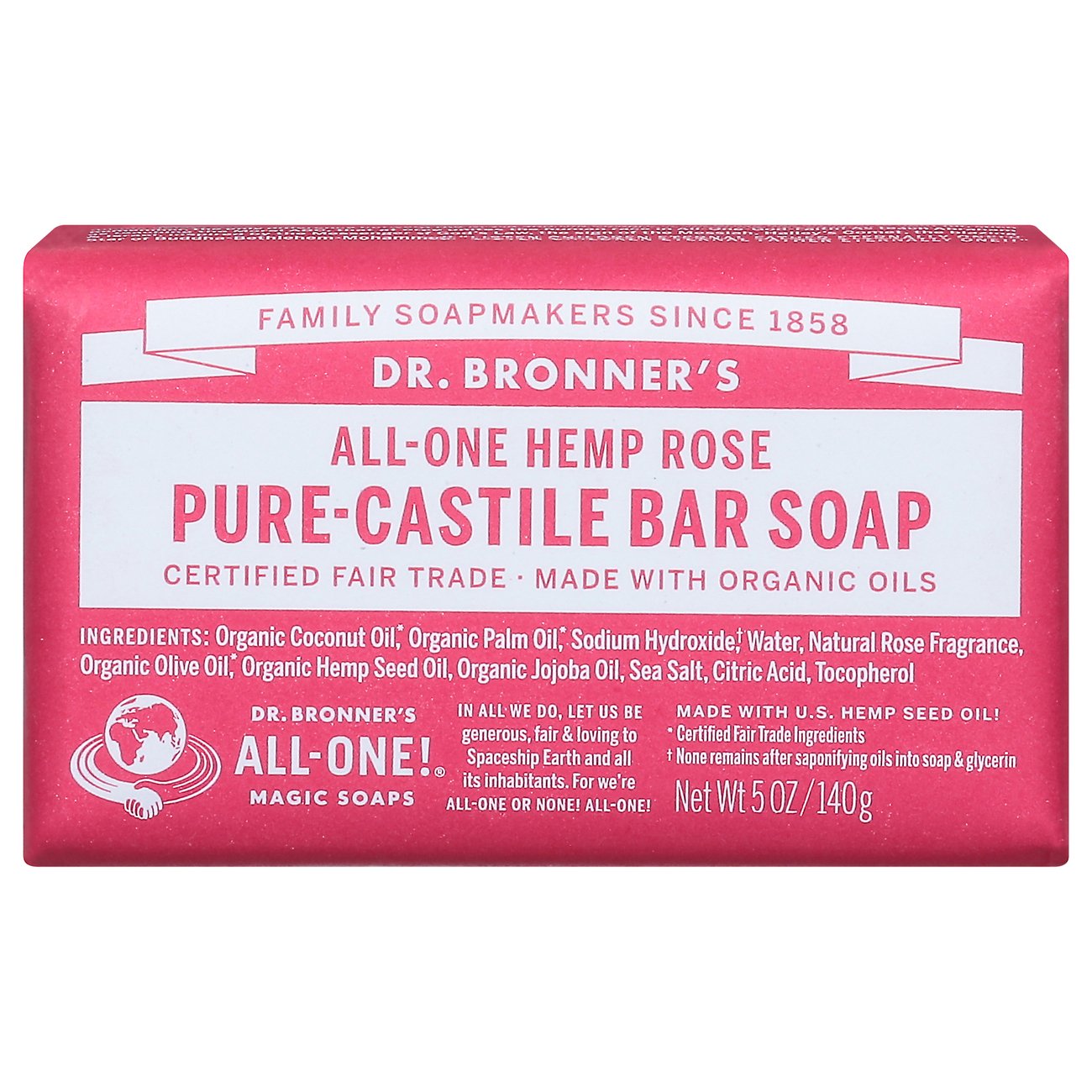 Dr. Bronner's Magic Soaps AllOne Hemp Rose PureCastile Soap Shop