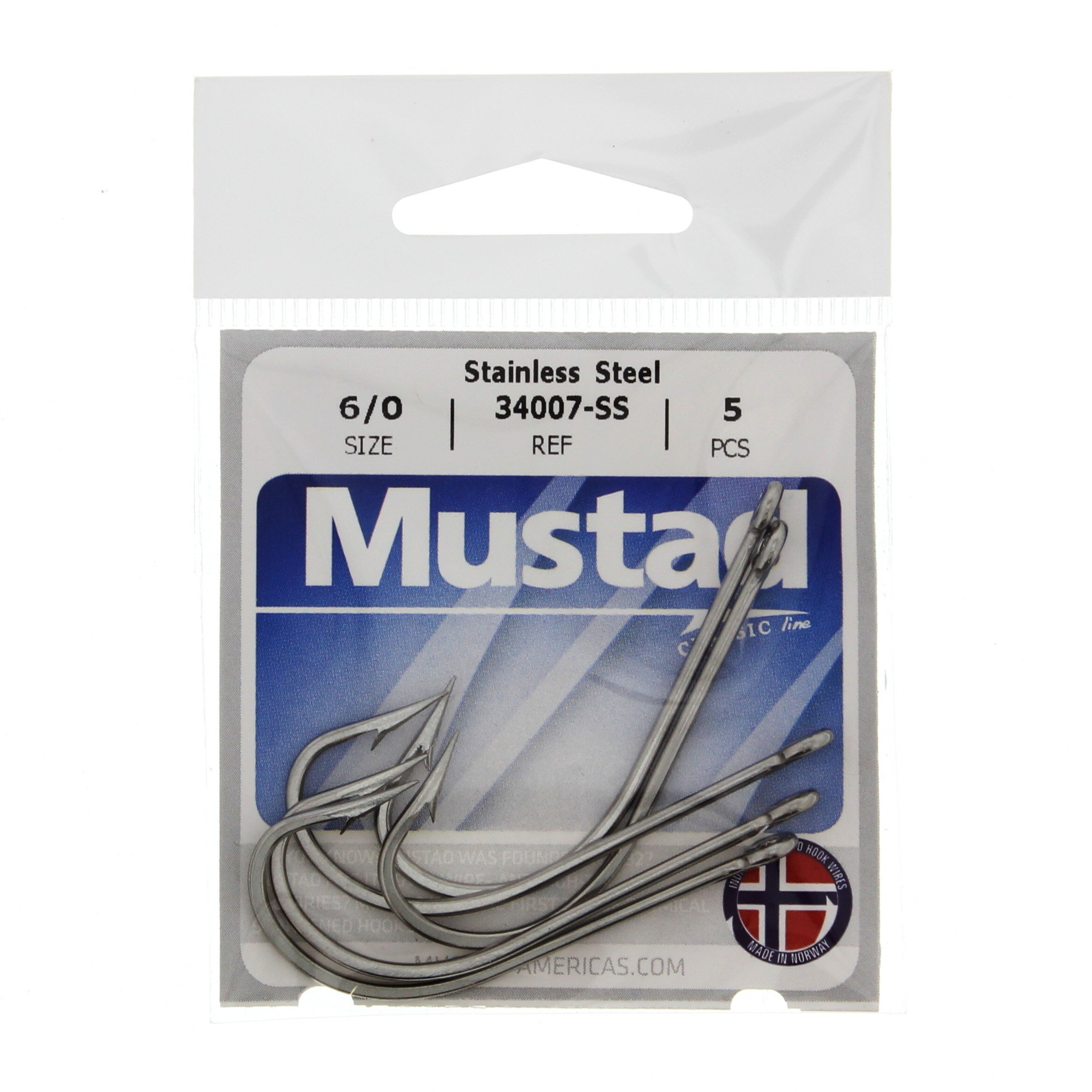 Mustad Stainless Steel 34007-SS Hooks, Size 6/0 - Shop Fishing at
