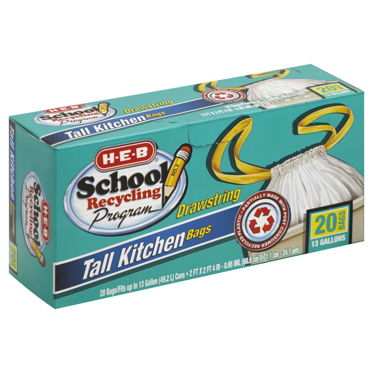 HEB Drawstring 13 Gallons Tall Kitchen Bags Shop Trash Bags at HEB