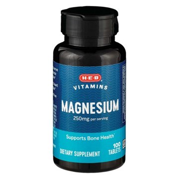 H-E-B Vitamins Magnesium 250 mg Tablets, 100 ct