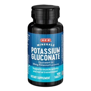 H-E-B Vitamins Potassium Gluconate 595 mg Tablets, 100 ct