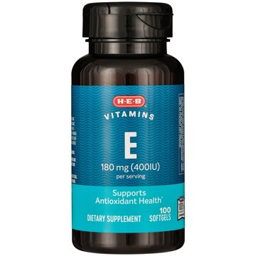 H-E-B Vitamins E 180 mg (400 IU) Softgels, 100 ct