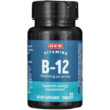 H-E-B Vitamins B-12 1,000 mcg Tablets, 60 ct