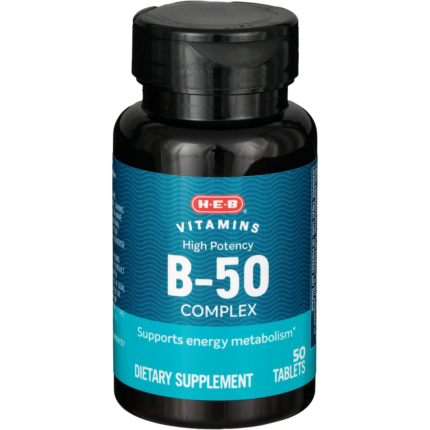 H-E-B Vitamins High Potency B-50 Complex Tablets; image 2 of 2