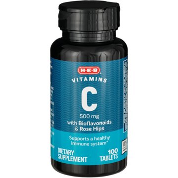 H-E-B Vitamins Vitamin C with Bioflavonoids & Rose Hips  500 mg Tablets, 100 ct
