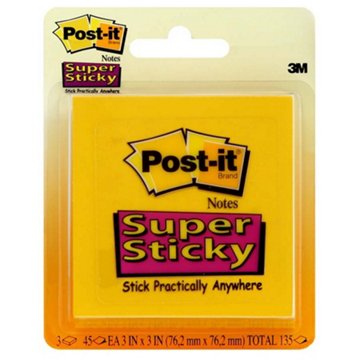 Post-it Super Sticky Notes - Yellow, 135 Ct, 3" x 3"