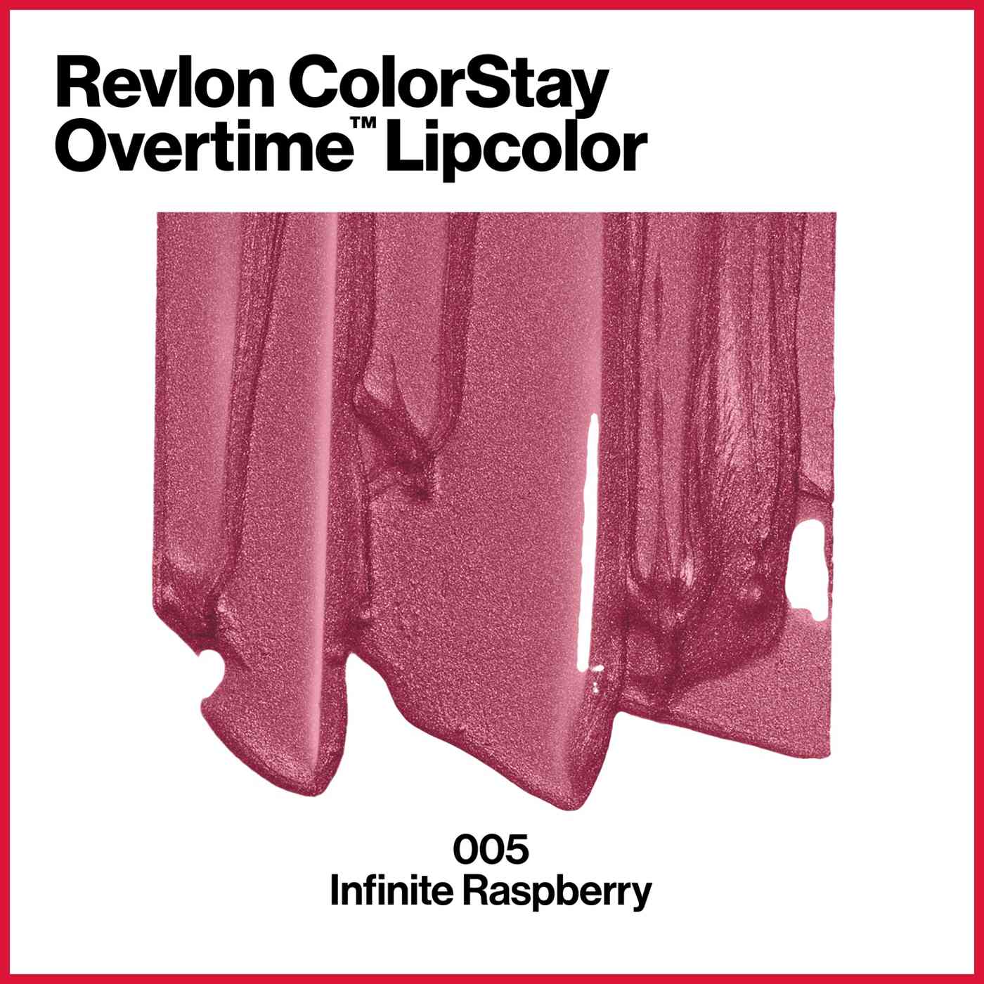 Revlon ColorStay Overtime Lipcolor, Long Wearing Liquid Lipstick, 005 Infinite Raspberry; image 2 of 7