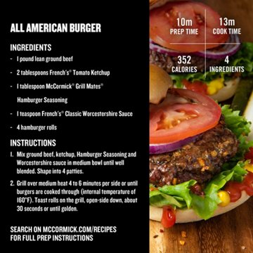 McCormick Grill Mates Hamburger Seasoning, 2.75 oz